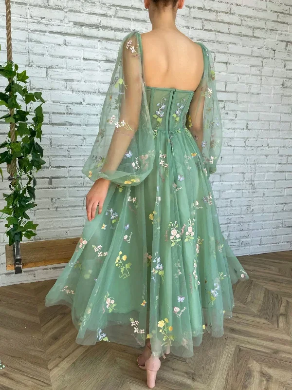 elegant-green-long-sleeves-tulle-tea-length-prom-dress-green-evening-dress