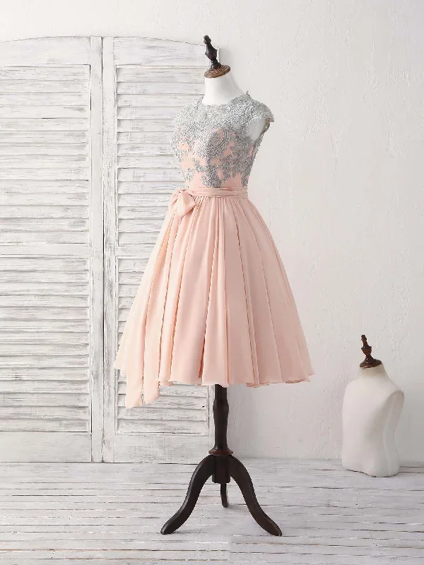 elegant-lace-applique-short-prom-dress-pink-bridesmaid-dress