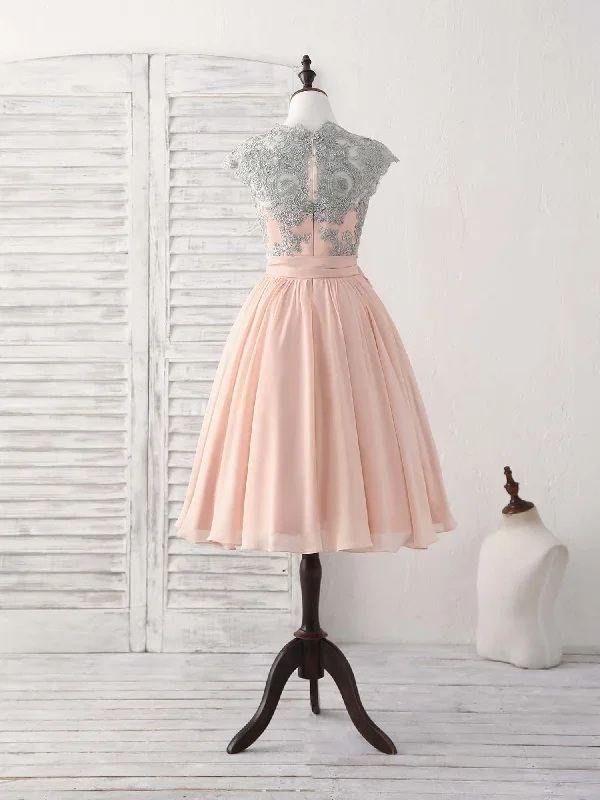 elegant-lace-applique-short-prom-dress-pink-bridesmaid-dress