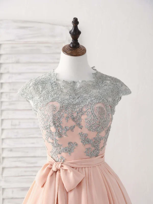 elegant-lace-applique-short-prom-dress-pink-bridesmaid-dress