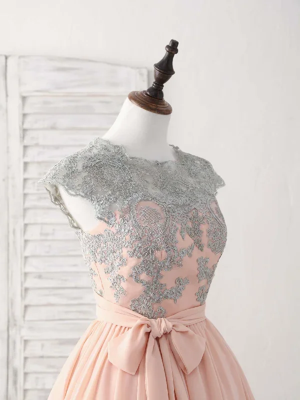 elegant-lace-applique-short-prom-dress-pink-bridesmaid-dress