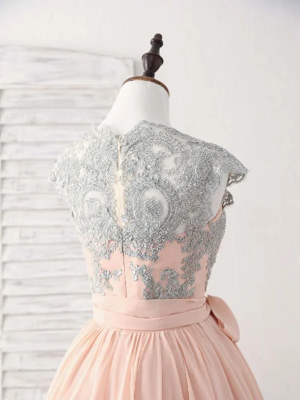 elegant-lace-applique-short-prom-dress-pink-bridesmaid-dress