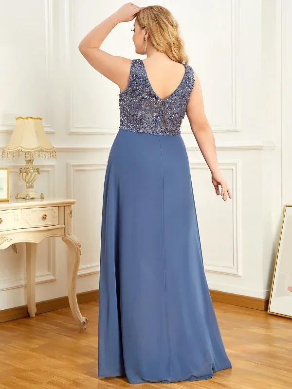 elegant-paillette-chiffon-v-neck-a-line-sleeveless-plus-size-evening-dresses-ep00410