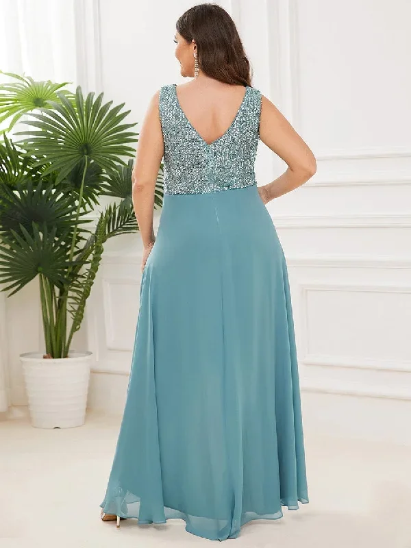 elegant-paillette-chiffon-v-neck-a-line-sleeveless-plus-size-evening-dresses-ep00410