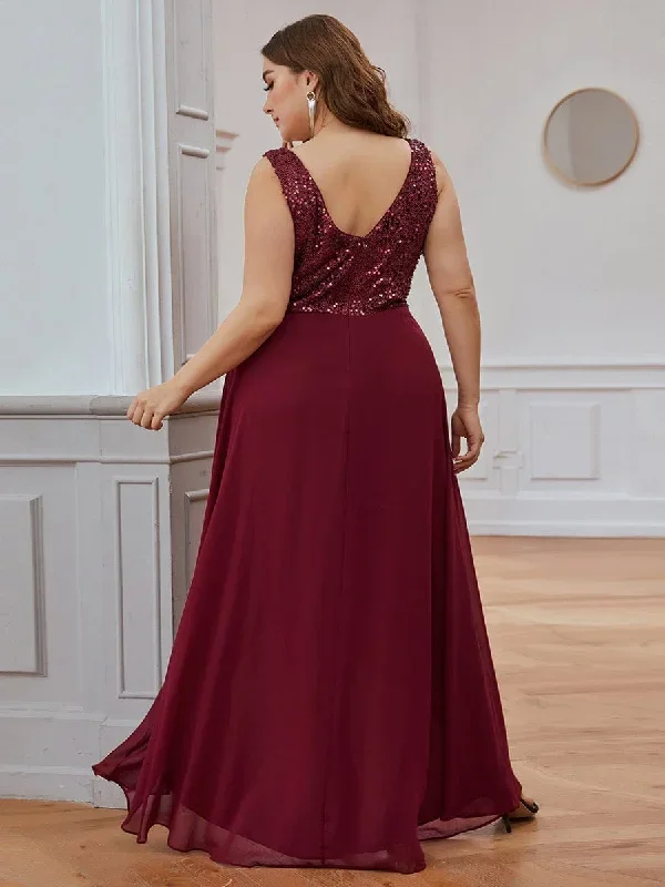 elegant-paillette-chiffon-v-neck-a-line-sleeveless-plus-size-evening-dresses-ep00410