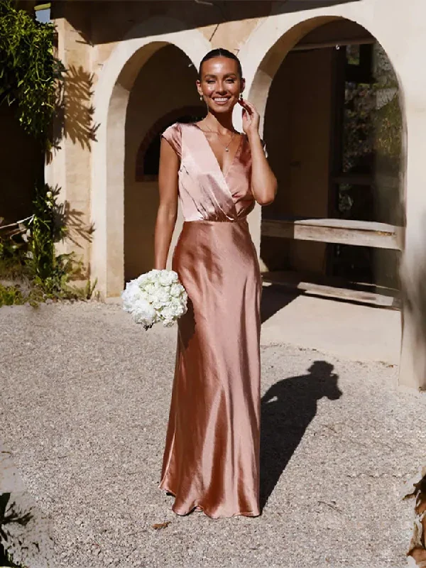 Elegant High Waist Slim Satin Bridesmaid's Favorite