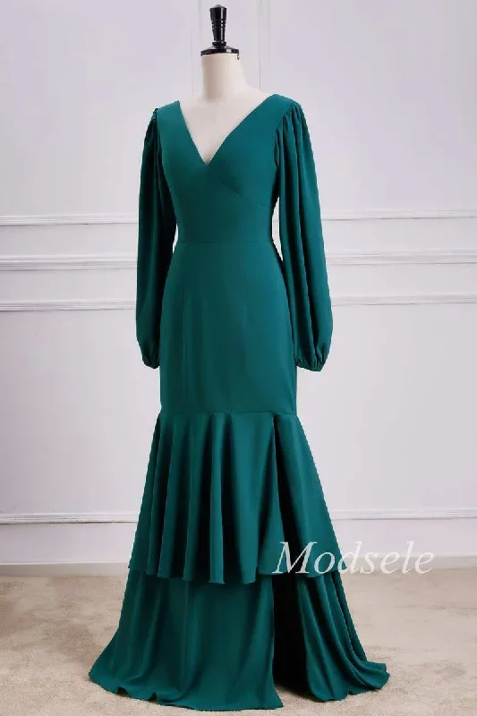 emerald-v-neck-ruffle-maxi-dress-with-long-sleeves