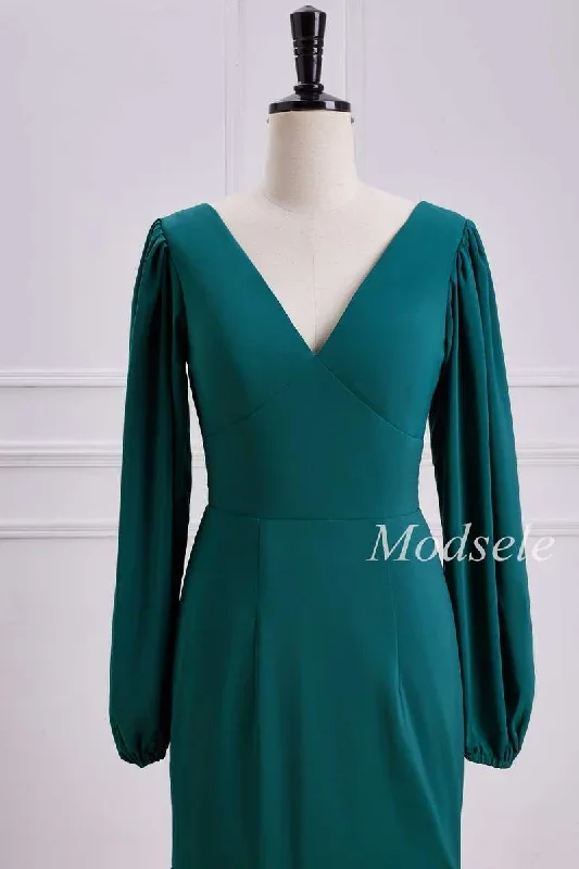 emerald-v-neck-ruffle-maxi-dress-with-long-sleeves