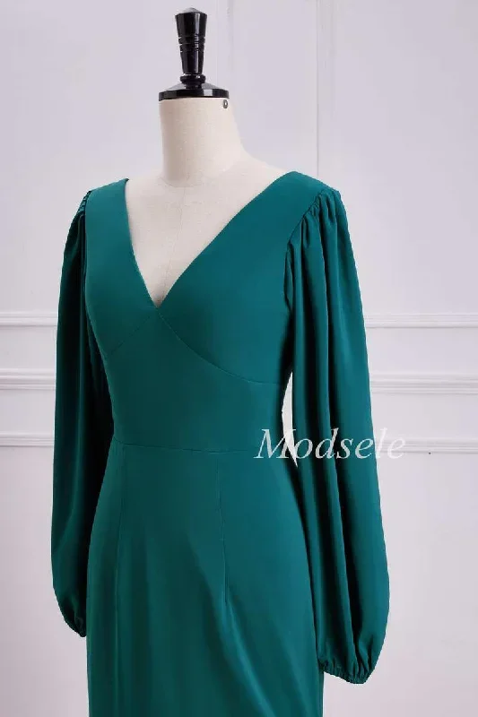 emerald-v-neck-ruffle-maxi-dress-with-long-sleeves