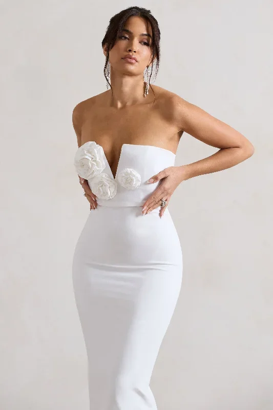 fanciful-white-bodycon-v-neck-midi-dress-with-flowers-cl132272005