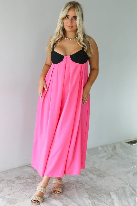 Feeling It Maxi Dress: Pink/Black