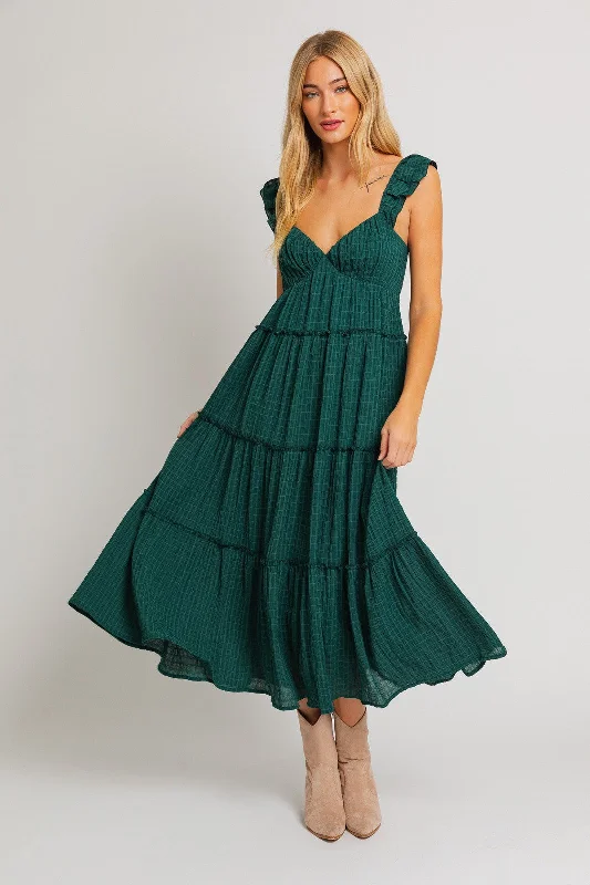 forest-green-textured-tiered-maternity-midi-dress-1