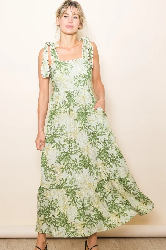 green-crochet-trim-floral-maternity-maxi-dress