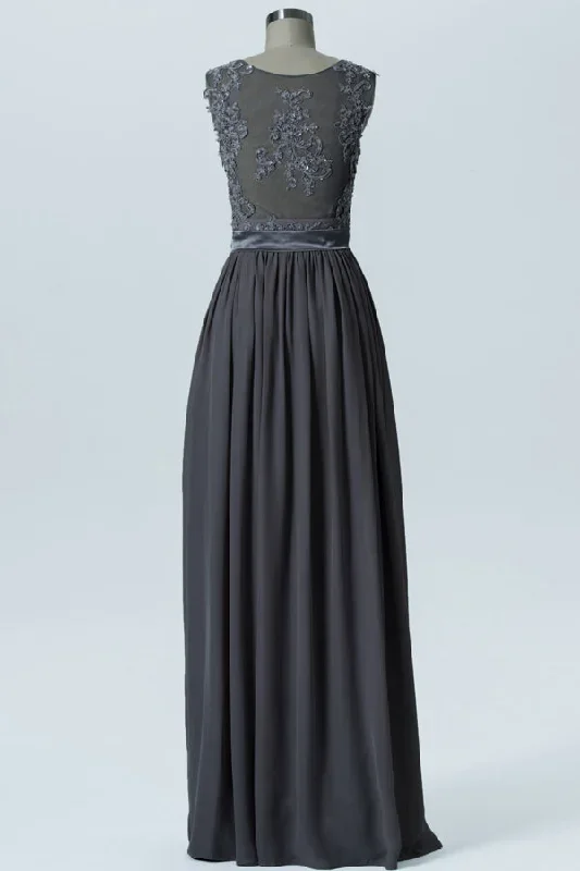 grey-lace-appliqued-chiffon-bridesmaid-dress-with-belt