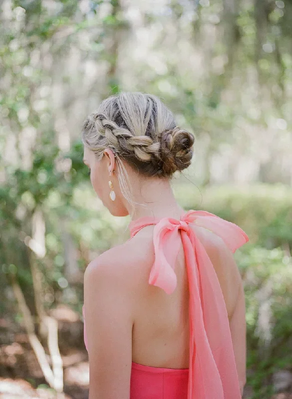 halter-coral-high-low-bridesmaid-dress