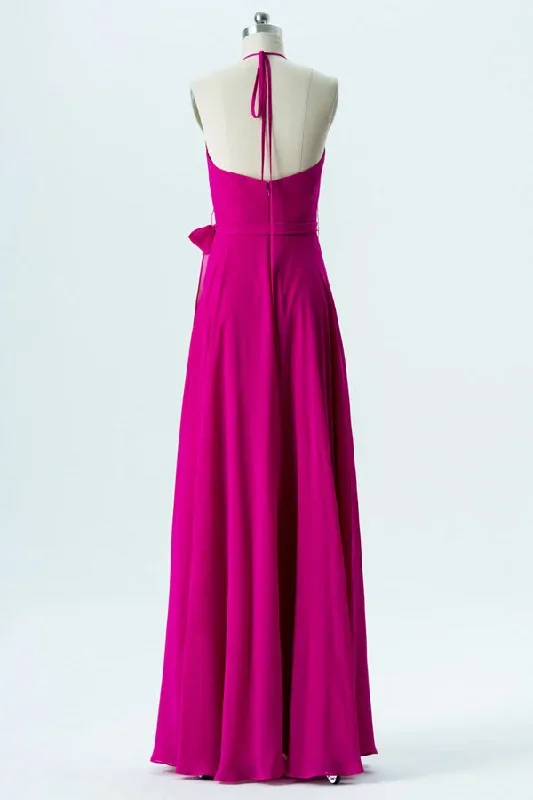 halter-fuchsia-backless-long-bridesmaid-dress-with-bow