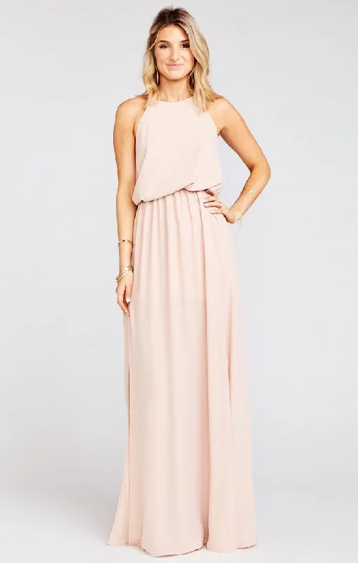 Heather Halter Dress ~ Dusty Blush Crisp