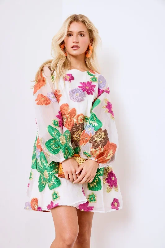 Isha Floral Embroidered Mini Dress