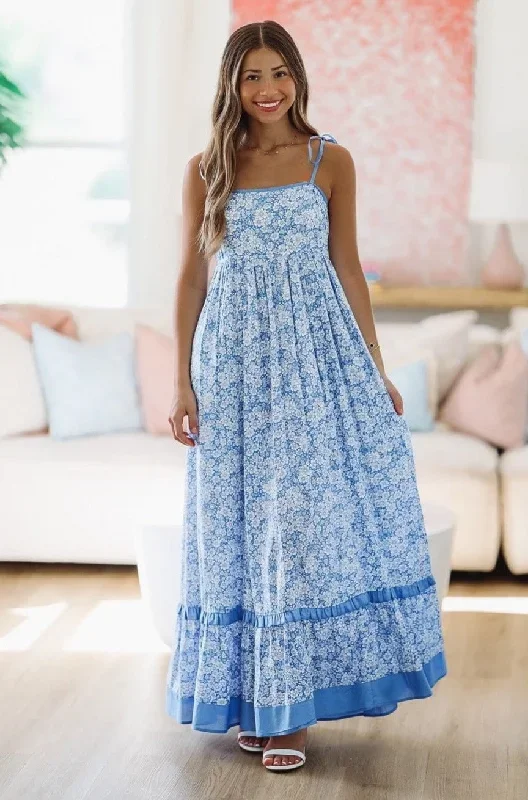 Italian Coast Maxi Dress - Blue and White