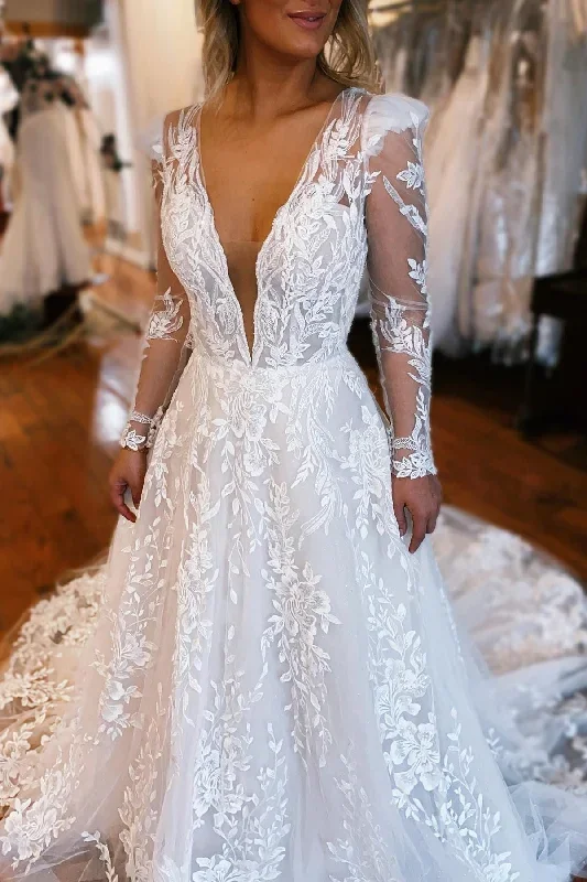 ivory-appliques-plunge-v-a-line-long-wedding-dress-with-long-sleeves