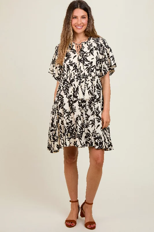 ivory-button-down-pleated-leaf-print-maternity-dress