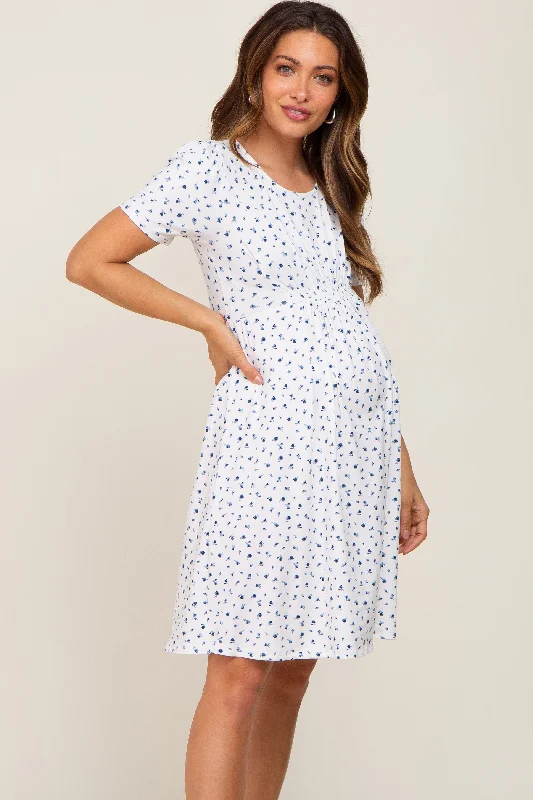 ivory-floral-smocked-short-sleeve-maternity-dress