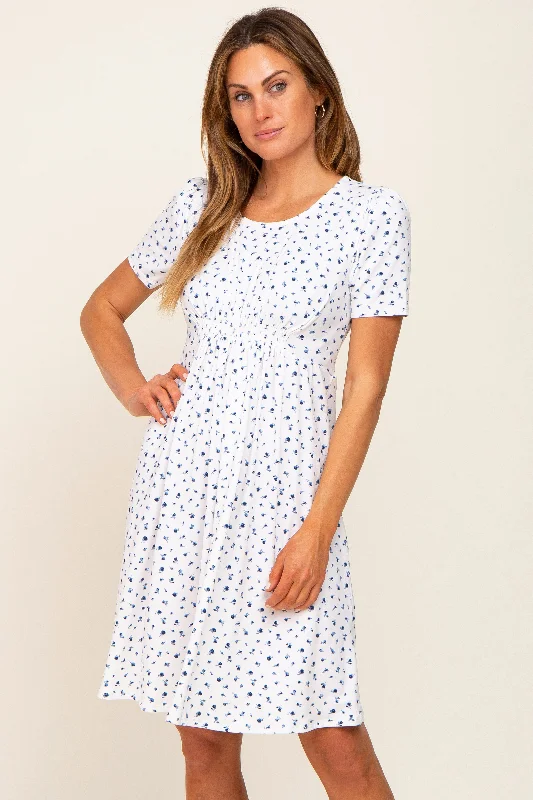 ivory-floral-smocked-short-sleeve-maternity-dress