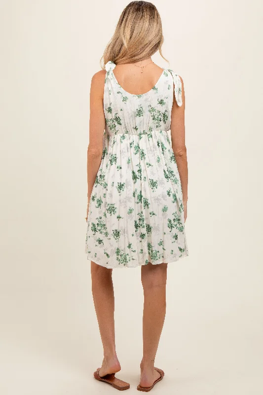 ivory-green-floral-knotted-wrap-v-neck-maternity-dress