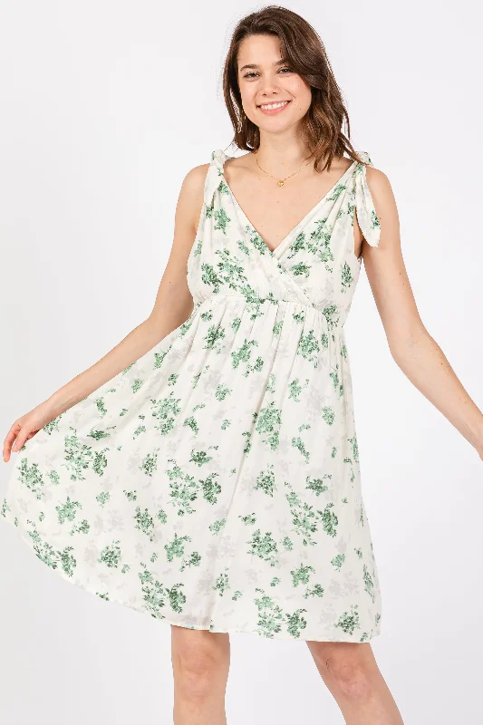 ivory-green-floral-knotted-wrap-v-neck-maternity-dress