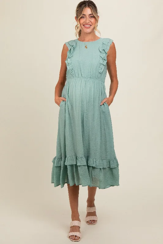 jade-texture-ruffle-accent-maternity-midi-dress