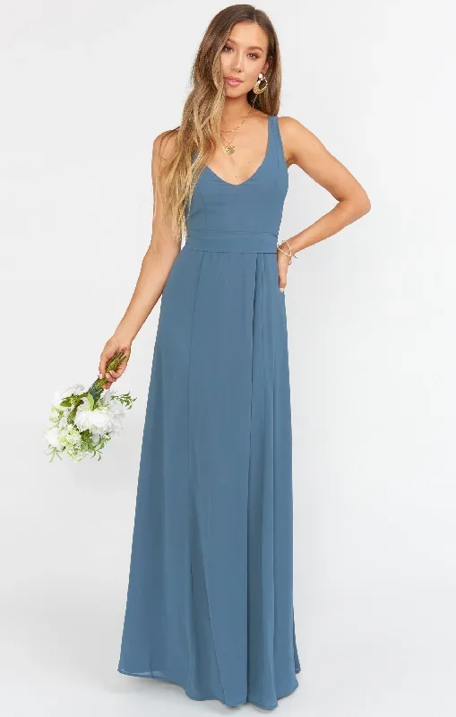 Jenn Maxi Dress ~ Slate Blue Chiffon