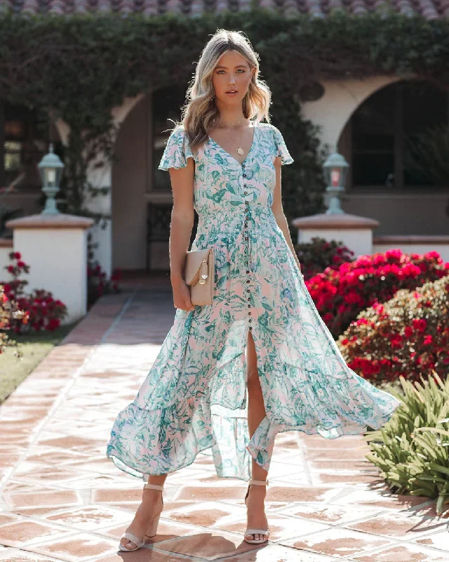 kayan-palm-print-button-down-smocked-maxi-dress