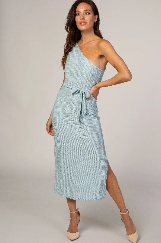 light-blue-one-shoulder-fitted-maternity-midi-dress