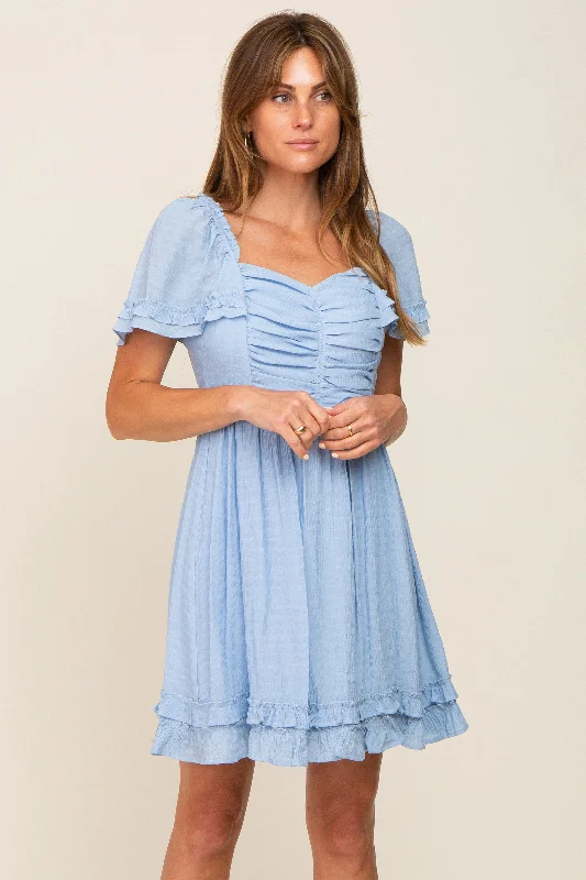 light-blue-pleated-ruffle-maternity-dress