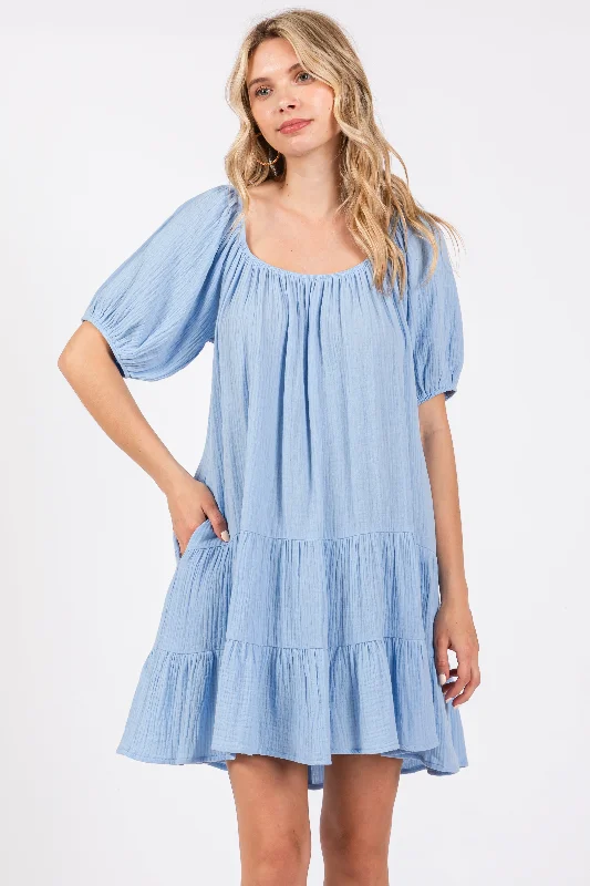 light-blue-ribbon-back-detail-puff-sleeve-maternity-mini-dress