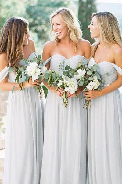 light-grey-chiffon-long-bridesmaid-dress-with-off-the-shoulder