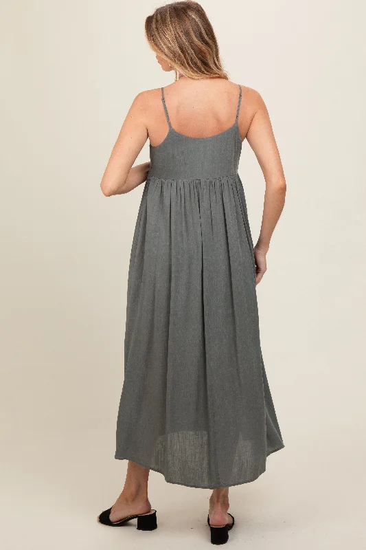 light-olive-v-neck-sleeveless-maternity-midi-dress-1