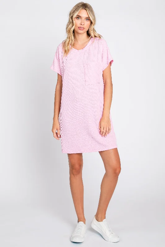 light-pink-ribbed-front-pocket-dolman-short-sleeve-maternity-dress