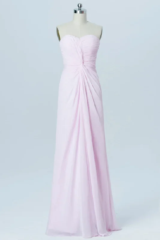 Light Pink Sweetheart Twist-Front Bridesmaid Dress