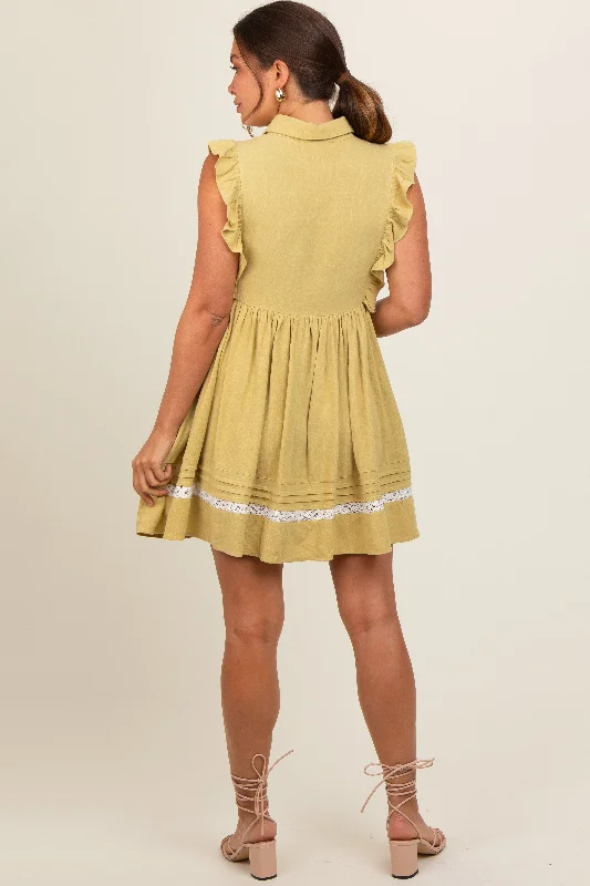 lime-button-front-flutter-sleeve-maternity-mini-dress