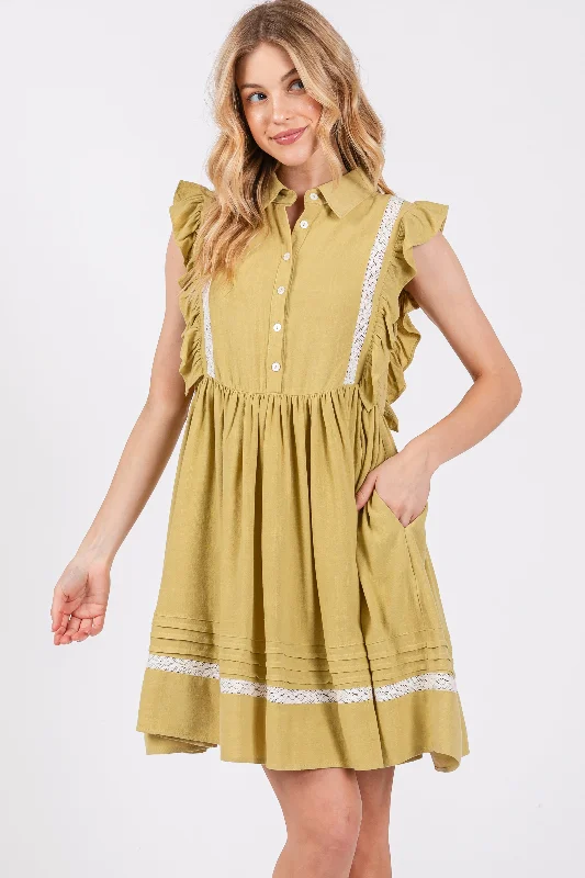 lime-button-front-flutter-sleeve-maternity-mini-dress