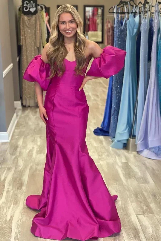 magenta-satin-strapless-mermaid-long-prom-dress