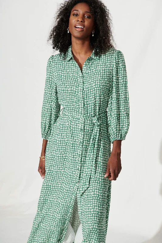 martinez-midi-shirt-dress-in-green-with-cream-print