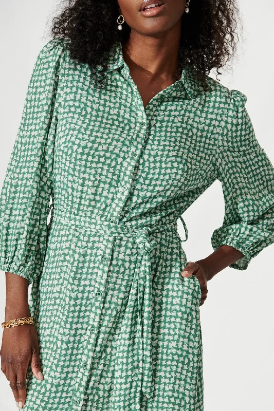 martinez-midi-shirt-dress-in-green-with-cream-print