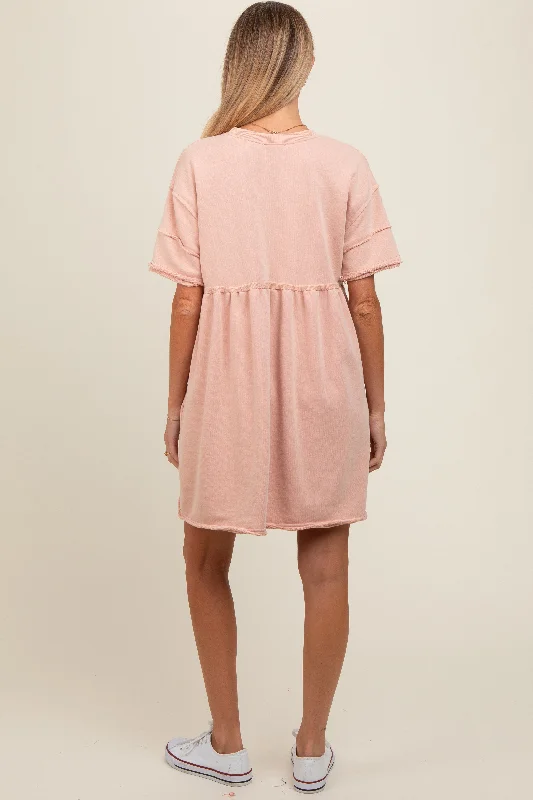 mauve-raw-hem-maternity-short-sleeve-dress