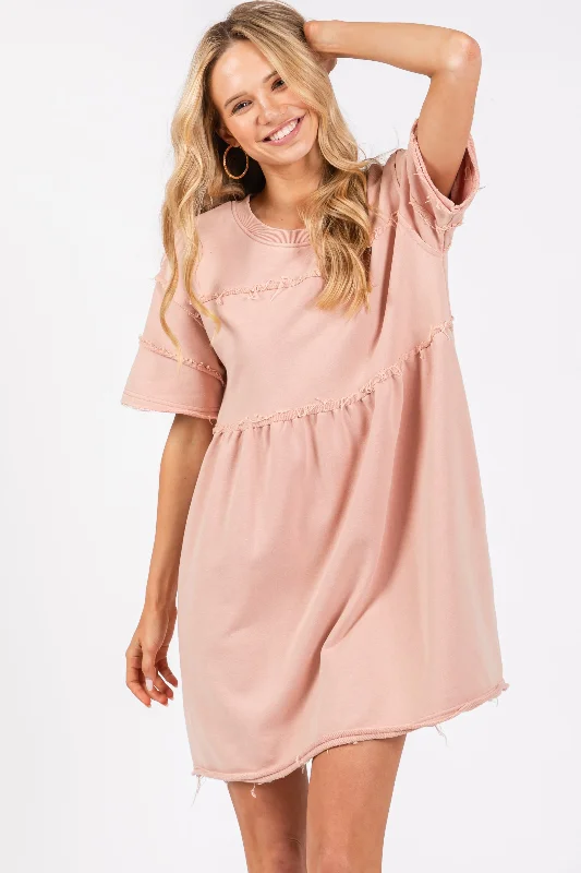 mauve-raw-hem-maternity-short-sleeve-dress