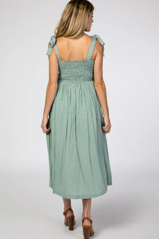 mint-green-smocked-tie-strap-maternity-midi-dress