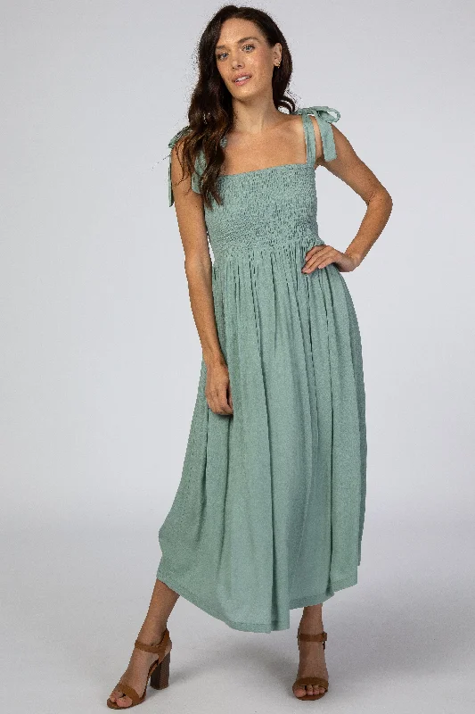 mint-green-smocked-tie-strap-maternity-midi-dress