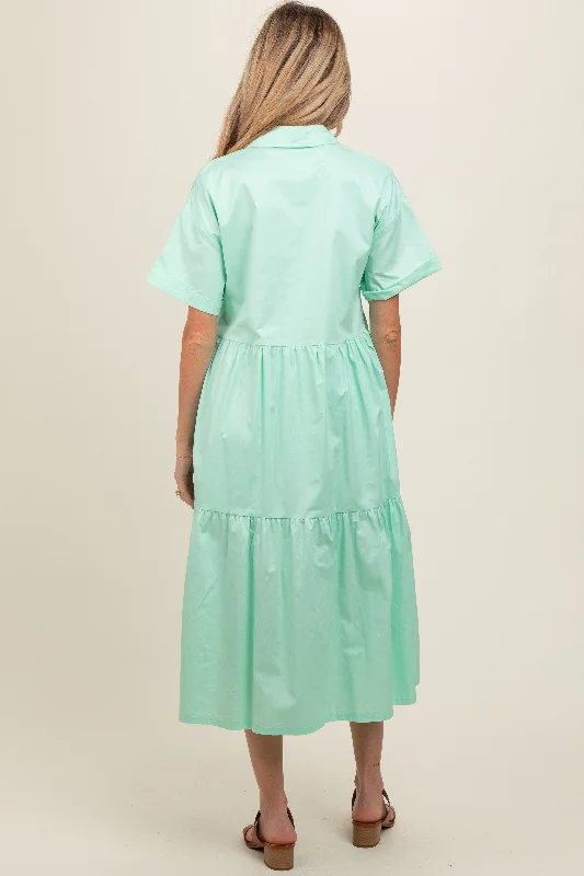 mint-green-tiered-button-down-maternity-midi-dress