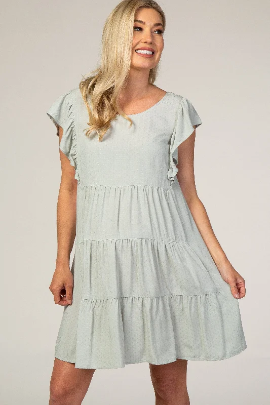 mint-textured-tiered-ruffle-accent-maternity-dress